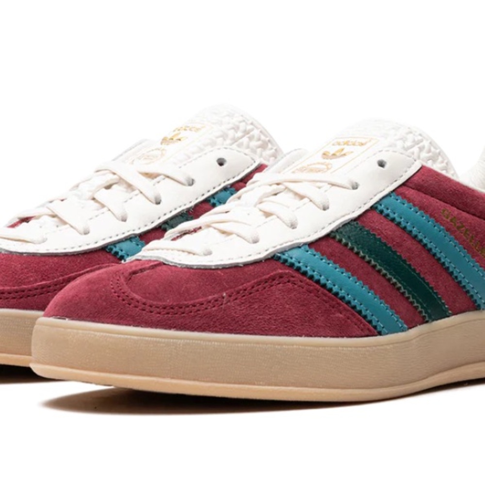 Adidas Collegiate Burgundy and Teal Gazelle Sneakers